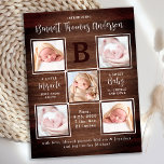 Cartão Postal Rustic Personalised 5 Foto Novo Anúncio de Bebê<br><div class="desc">Anuncie seu novo bebê a amigos e família com essas ardentes ardentes ardentes ardentes tabulações de chalkboard, modernas e únicas cartas de natal de colagem fotográfica. Personalize com 5 fotos e personalize com monograma inicial, nome, estatísticas de natalidade. Citação inspiradora: "Um pequeno milagre enviado de cima, um doce bebê para...</div>