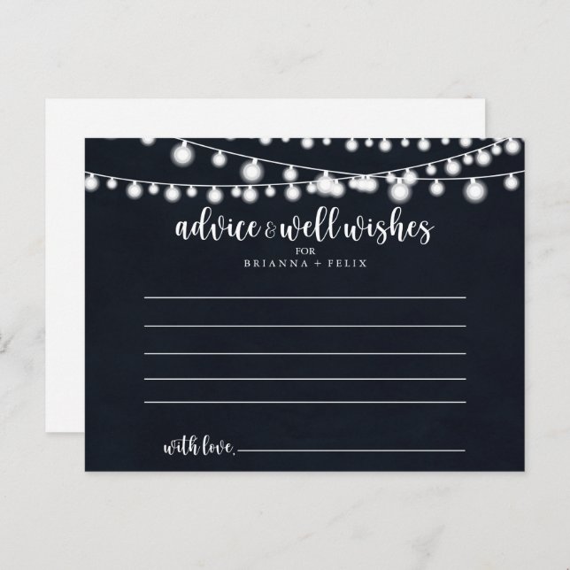 Cartão Postal Rustic String Lights Wedice Card (Frente/Verso)