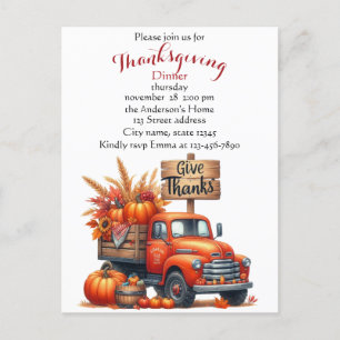 Cartão Postal Rustic Thankanding Pumpkin Watercolor Autumn