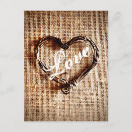 Cartão postal Rustic Twine Heart Burlap Impressão 