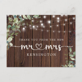 Cartão Postal Rustic Wood Lights Eucalyptus Novo Sr. Sra. Obriga