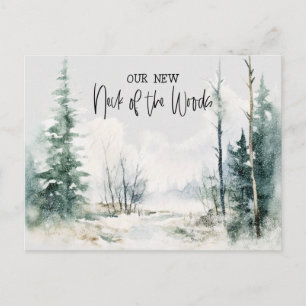 Cartão Postal Rustic Woods Nós mudamos um novo anúncio de casa