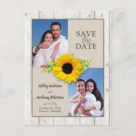 Cartão Postal Rústica Branca Lavada Foto de Girassol Salva a Dat