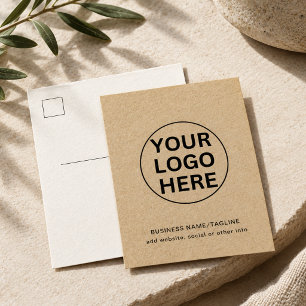 Cartão Postal Rústico Kraft com Logotipo de Negóci