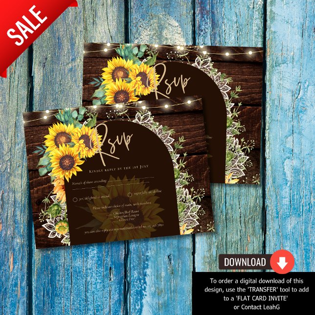 Cartão Postal Rústico Sunflower Lace Lights Arch Casamento de Ve (Criador carregado)
