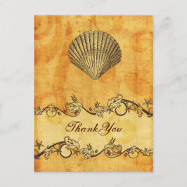 Cartão Postal rústico, vintage, seashell praia obrigado você