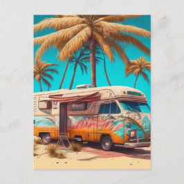 Cartão Postal RV retrô e palmeiras