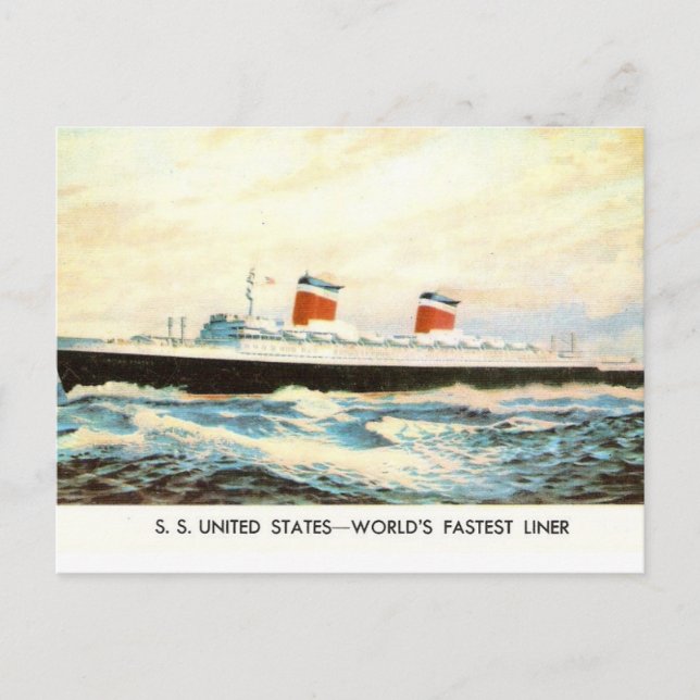 Cartão Postal S.S. Estados Unidos - projeto American Liner (Frente)