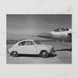 Cartão Postal Saab 93b Vintage 1958 Foto Preto e Branco