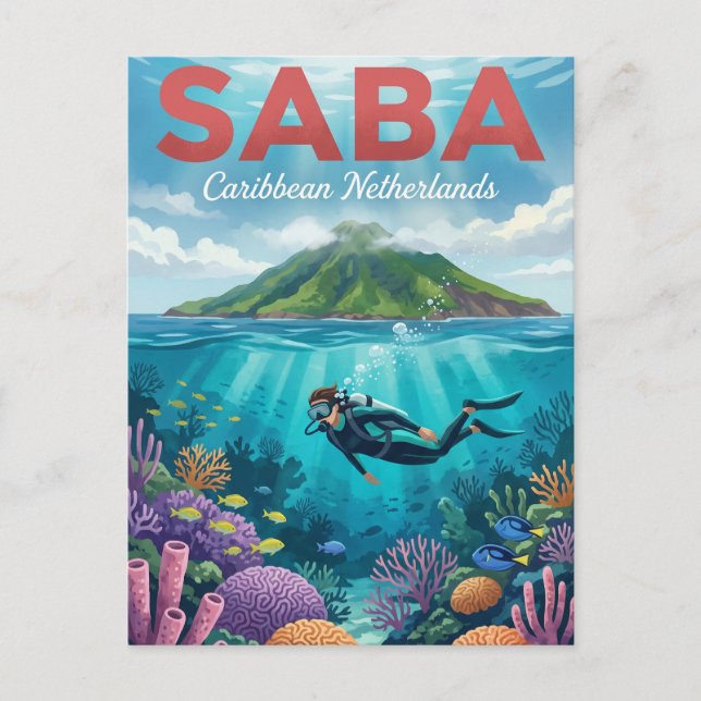 Cartão Postal Saba Caribe Neerlandesas (Frente)
