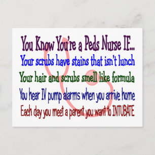 Cartão Postal "Sabe que é enfermeira de Peds se..."