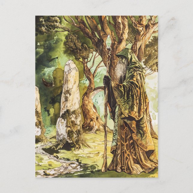 Cartão Postal Sábio Celta Druida Sacerdote Natureza (Frente)