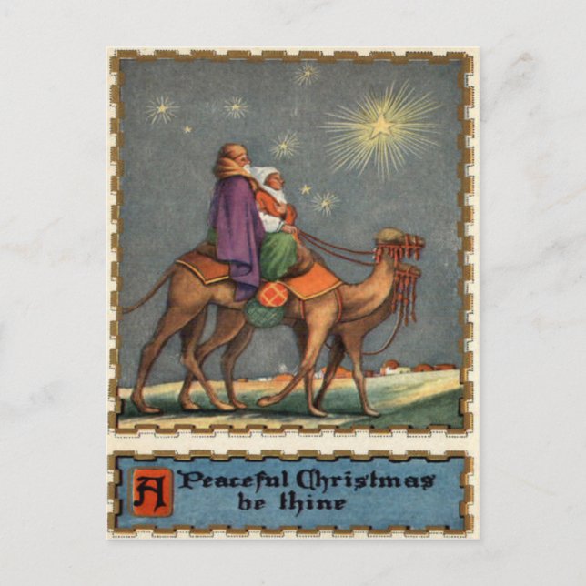 Cartão Postal Sábios Seguindo a Estrela até Jesus (Frente)