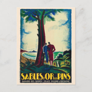 Cartão Postal Sables d'Or Les Pins France Poster vintage 1925