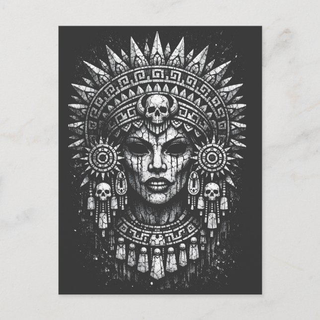 Cartão Postal Sacerdotisa Coroada com Caveira — por BurnsInHell (Frente)