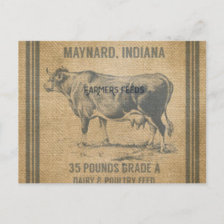 Cartão Postal saco de ração de vaca