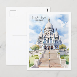 Cartão Postal Sacre Coeur Basilica Paris Famoso Viagem