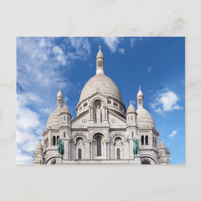 Cartão Postal Sacre Coeur em Montmartre hill - Paris, França (Frente)