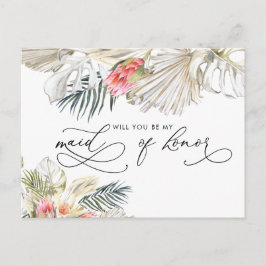 Cartão Postal Safari Africano Floral | Seja Minha Dama de Honra