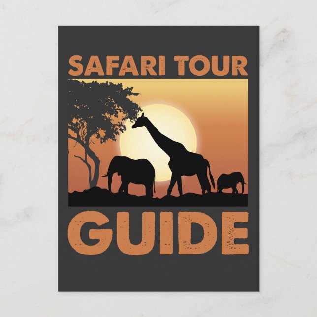 Cartão Postal Safari Tour Guide Wild African Animal (Frente)