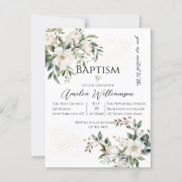 Cartão Postal Sage Green Floral Baptism