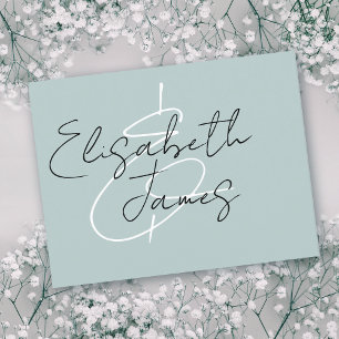 Cartão Postal Sage Green Script Names Minimal Wedding Template
