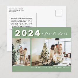 Cartão Postal Sage Green Simple Year Um novo começo de Férias