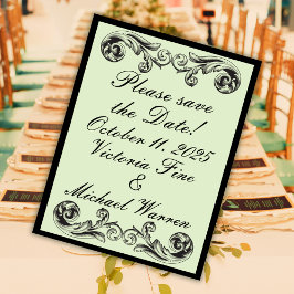 Cartão Postal Sage Green Victorian Wedding-the-Date