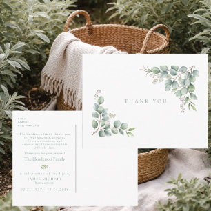Cartão Postal Sage Greenery Funeral Personalizado Obrigado