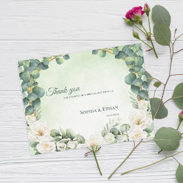 Cartão Postal Sage Verde Floral Botânico Obrigado Casamento