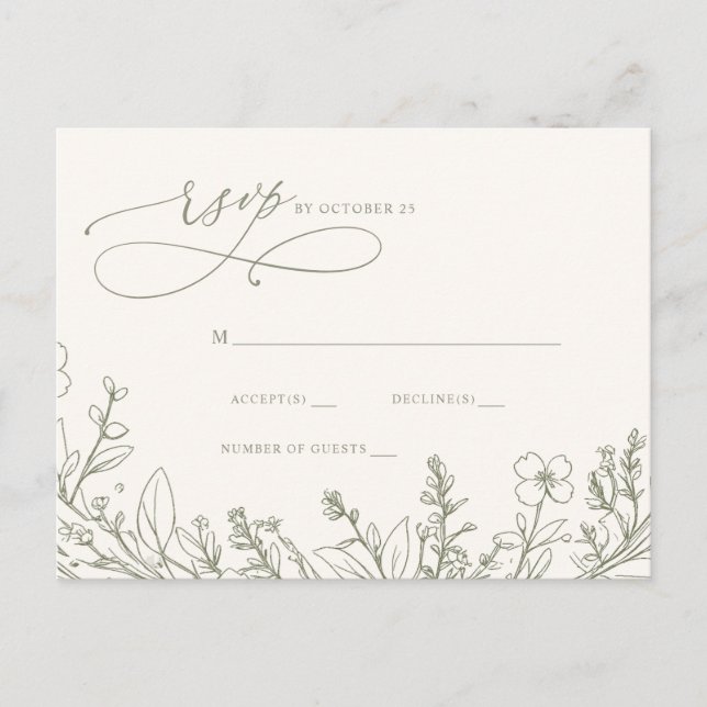 Cartão Postal Sage Wildflower Woodland Garden Floral RSVP (Frente)