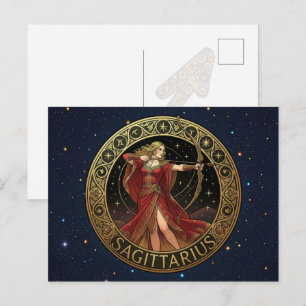 Cartão Postal Sagitário Arqueiro Símbolo Zodiacal Para Ela