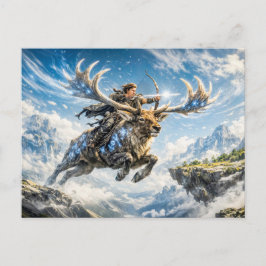 Cartão Postal Sagitário Zodíaco com Guerreiro Montando um Majest