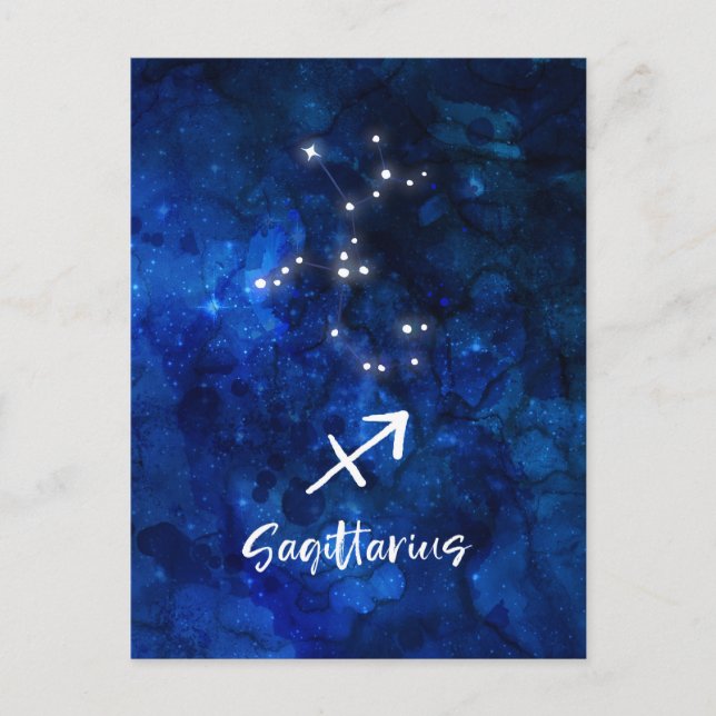 Cartão Postal Sagittarius Constelação Zodiac Galaxy Celestial (Frente)
