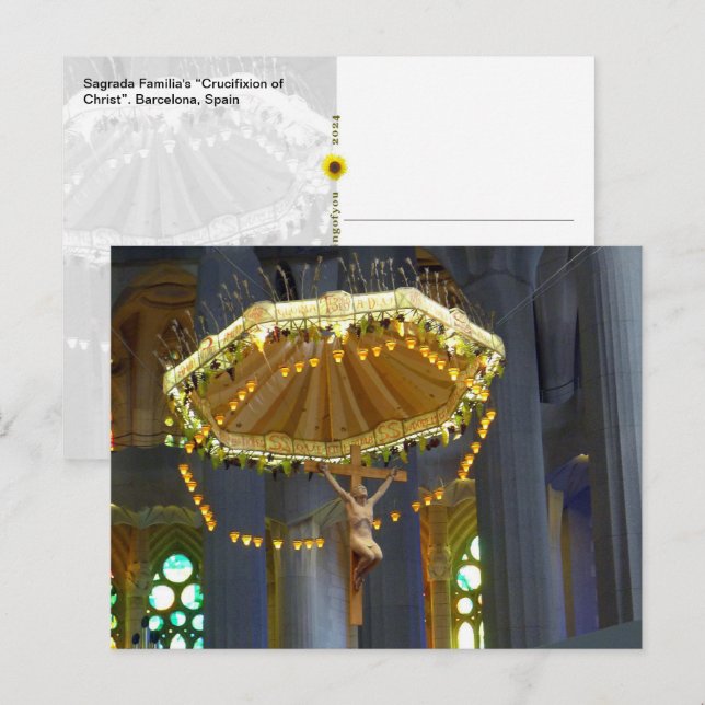 Cartão Postal Sagrada Família Crucifix, Barcelona, Espanha - (Frente/Verso)