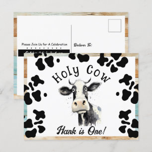 Cartão Postal Sagrada Vaca Aniversário de 1 ano Aquarela