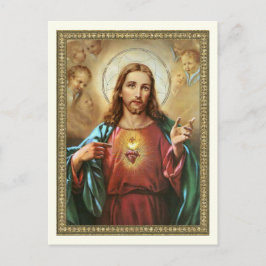 Cartão Postal Sagrado Coração de Jesus Religioso Vintage 