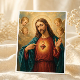 Cartão Postal Sagrado Coração de Jesus Religioso Vintage 