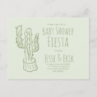 Saguaro Cactus Desenhado à Mão Verde Baby Shower