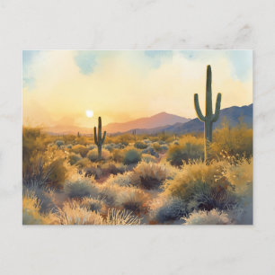 Cartão Postal Saguaro Cactus Desert Sunset