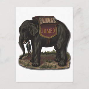 Cartão Postal Saída de placa jumbo do elefante Vintage