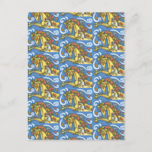 CARTÃO POSTAL SAÍDAS COLORIDAS DO OUTONO SOBRE CAVALO E COLT