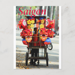Cartão Postal Saigon Vietnam Feliz ano novo Lion dance