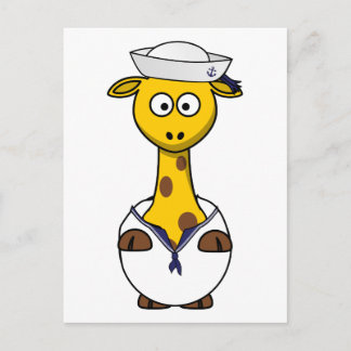 Cartão Postal Sailor Giraffe Cartoon