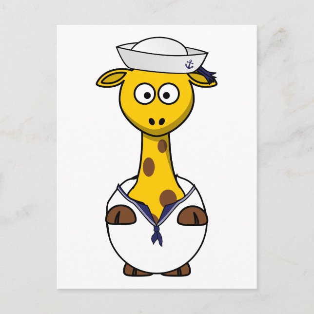 Cartão Postal Sailor Giraffe Cartoon (Frente)