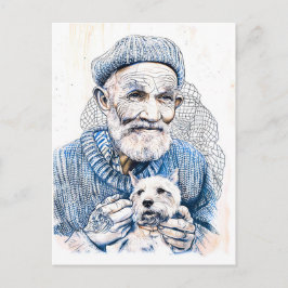 Cartão Postal Sailor Holding Small Westie Dog In Arms