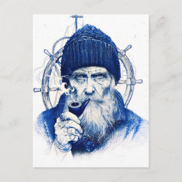 Cartão Postal Sailor Steering Wooden Ship Wheel With Pipe