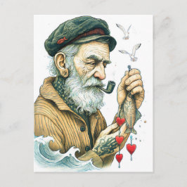 Cartão Postal Sailor with Pipe and small hearts