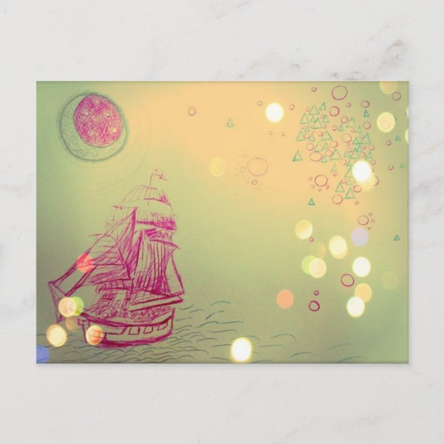 Cartão Postal Sailship sob céus circulares (Frente)