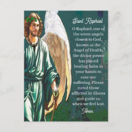 Cartão Postal Saint Raphael Healing Archangel Angel Prayer Blank